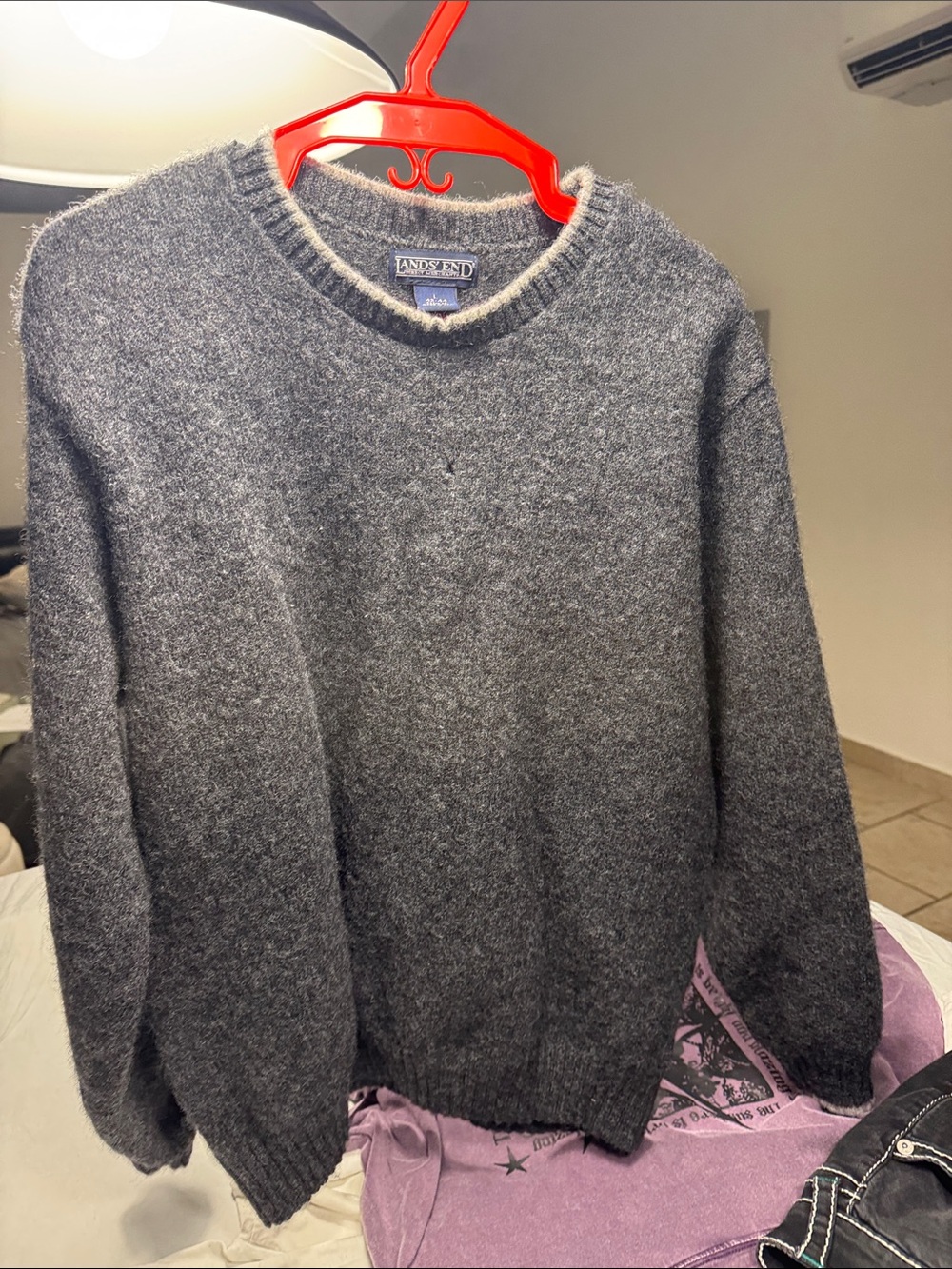 Lands' End Men's Dark Heather Gray V-Neck Sweater